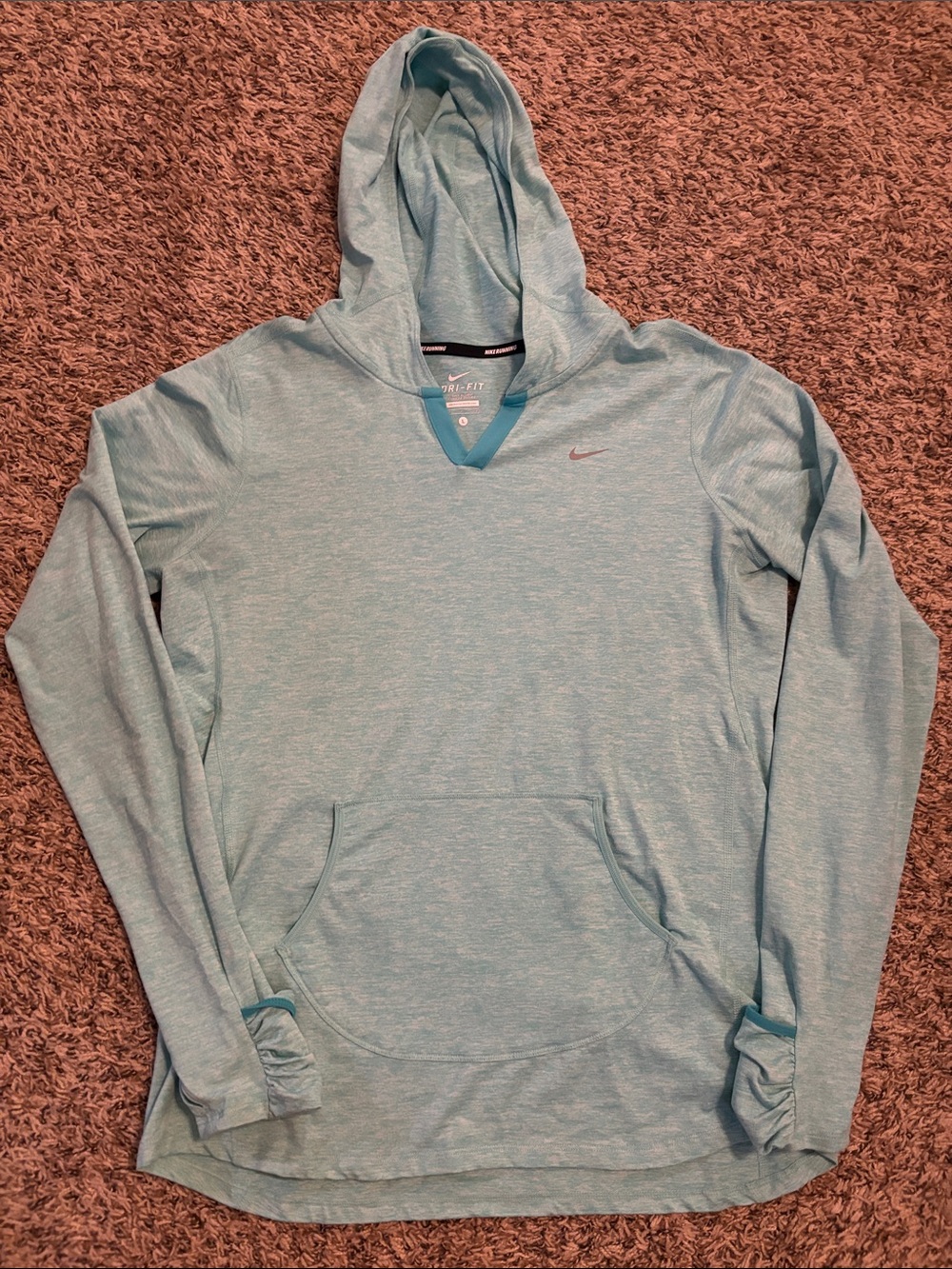 Nike Light Aqua Heather Women's Hooded Dri-FIT Pullover